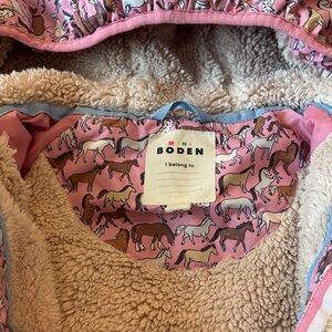 Mini Boden Pink Horse Patterned Coat
